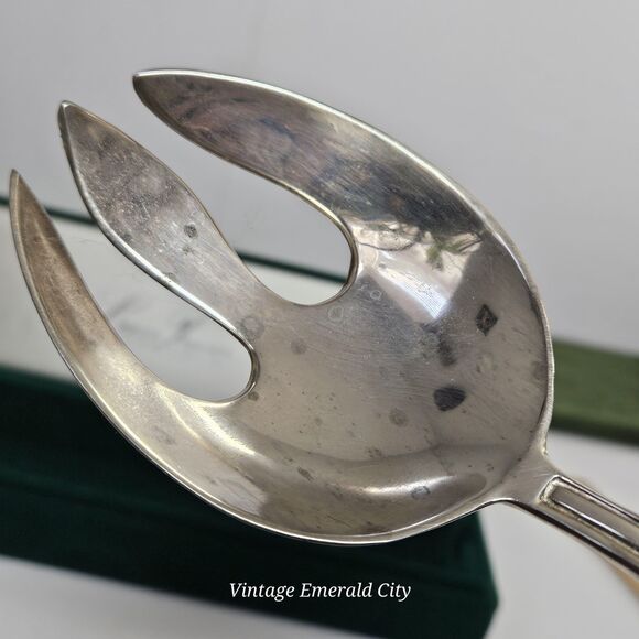 Vtg Silver Treasures By Godinger Silverplate Holiday Santa Slotted Serving Spoon - Picture 5 of 12